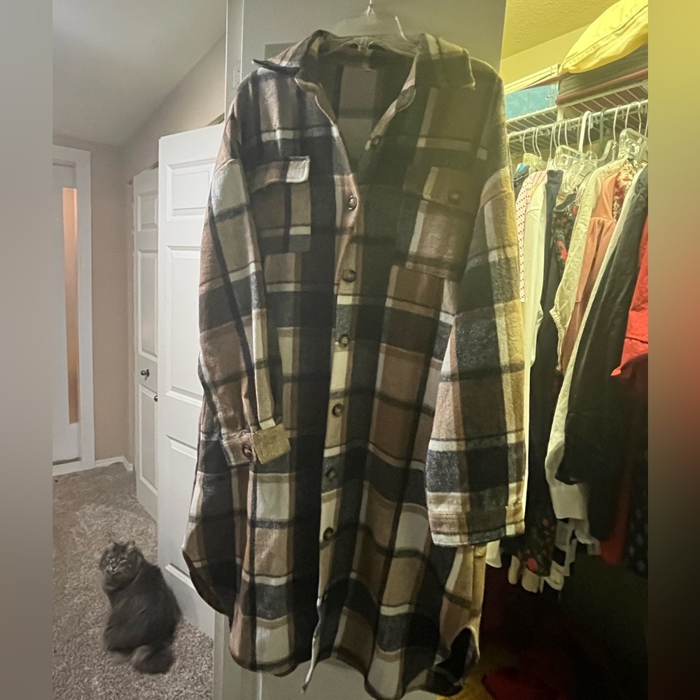 Plaid Women's Jacket - Black and Brown